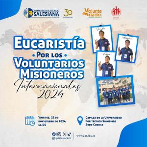 Afiche de la Eucaristía por los Voluntarios Misioneros Internacionales 2024